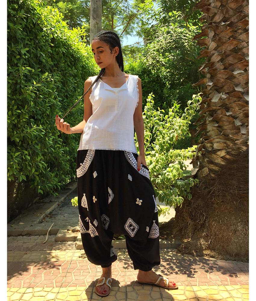 White Linen Top handmade in Egypt & available in Jozee boutique