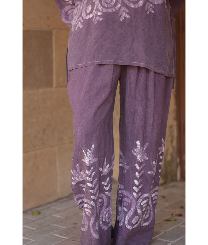 Purple Batik Dyed Doodle Set Handmade in Egypt & available at Jozee Boutique