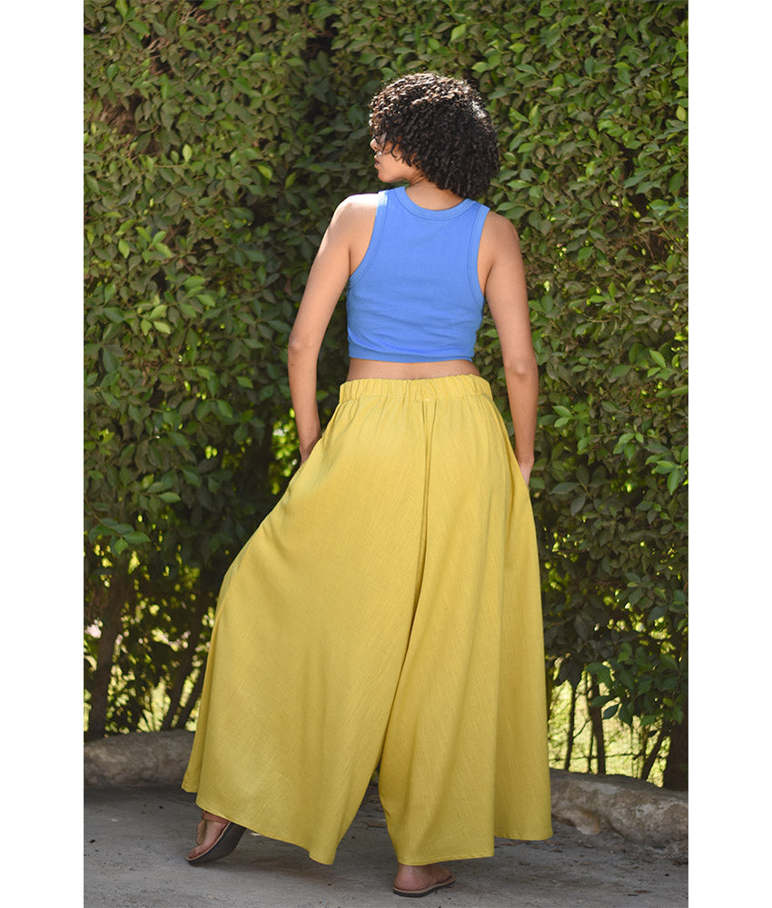 Yellow Flowy Pants handmade in Egypt & available in Jozee boutique