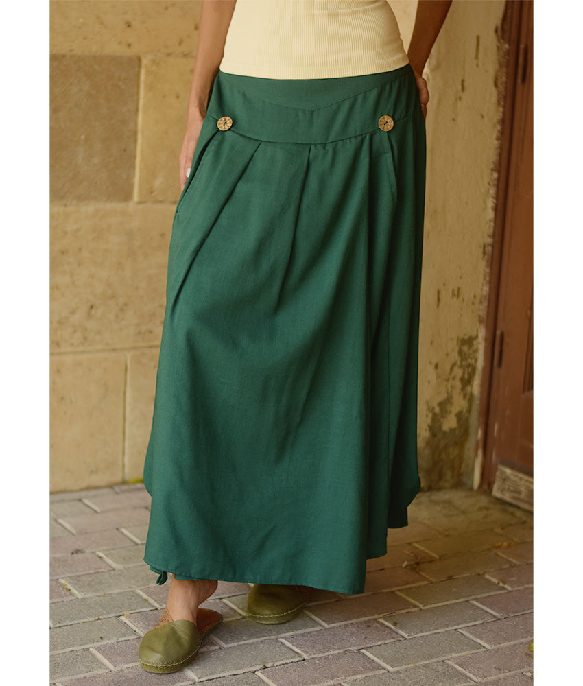 Emerald Green Draped Maxi Skirt handmade in Egypt & available in Jozee boutique