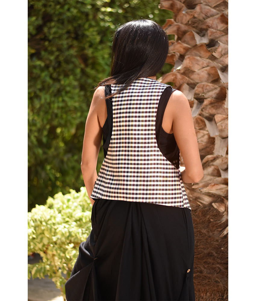 Black & White Checkered Vest handmade in Egypt & available at Jozee boutique