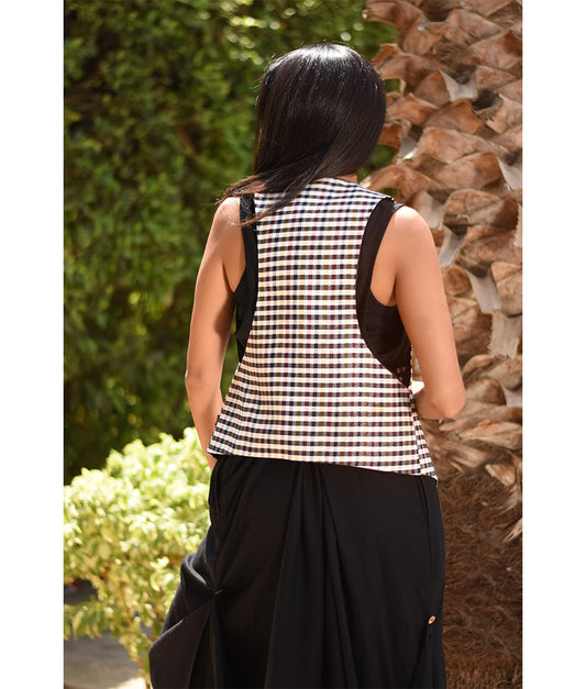 Black & White Checkered Vest handmade in Egypt & available at Jozee boutique