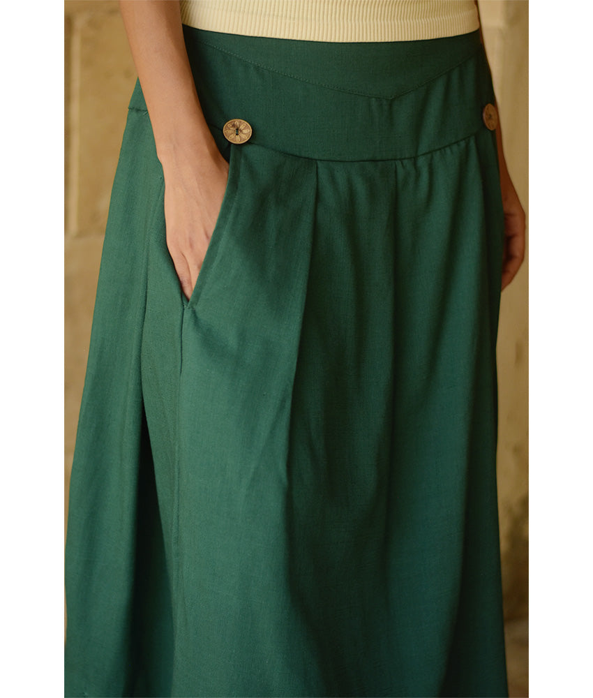 Emerald Green Draped Maxi Skirt handmade in Egypt & available in Jozee boutique