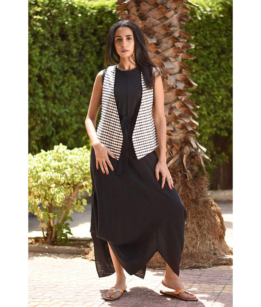 Black & White Checkered Vest handmade in Egypt & available at Jozee boutique