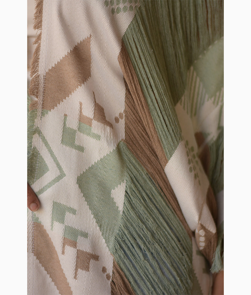 Olive & White Kimono Handmade in Egypt & available at Jozee Boutique