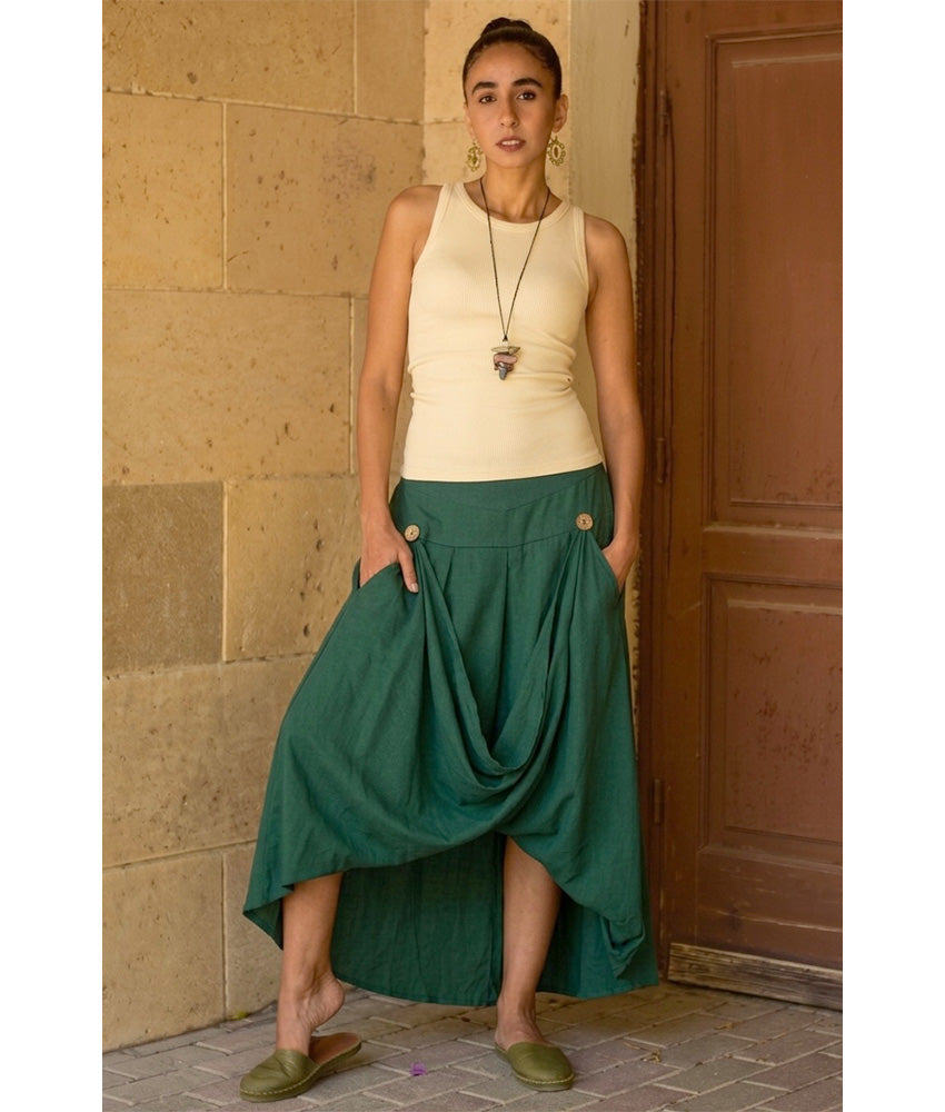 Emerald Green Draped Maxi Skirt handmade in Egypt & available in Jozee boutique
