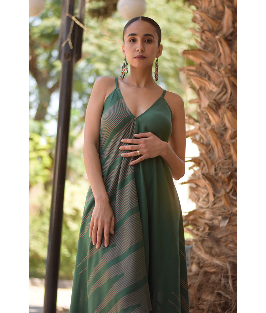 Emerald Green Backless Viscose Midi Dress made in Egypt & available in Jozee boutique