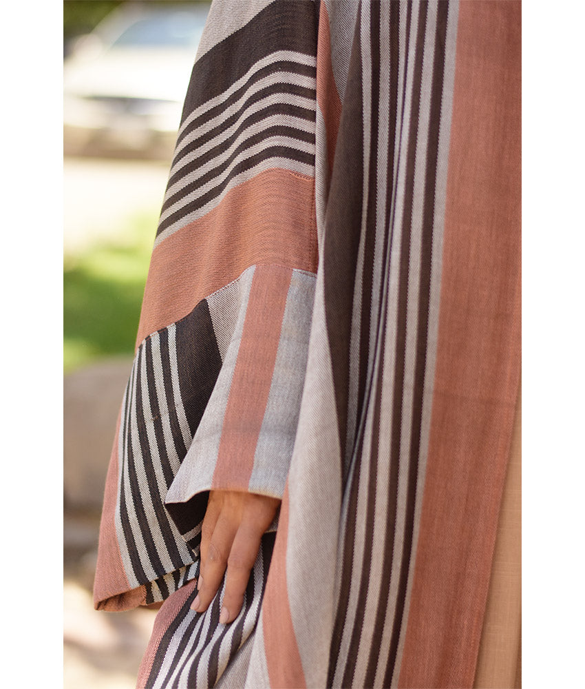 Multicolored Viscose Cardigan with Hoodie handmade in Egypt & available at Jozee Boutique.