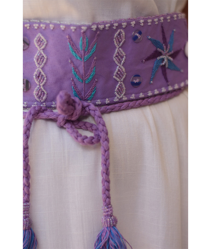Purple Saint Catherine Embroidered Wide Belt handmade in Egypt & available at Jozee boutique