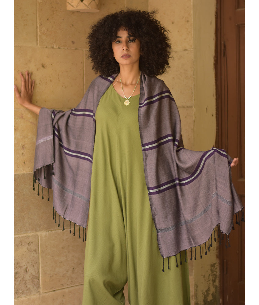 Dusty Mauve Viscose Shawl with Fringes handmade in Egypt & available at Jozee Boutique.handmade in Egypt & available at Jozee Boutique.