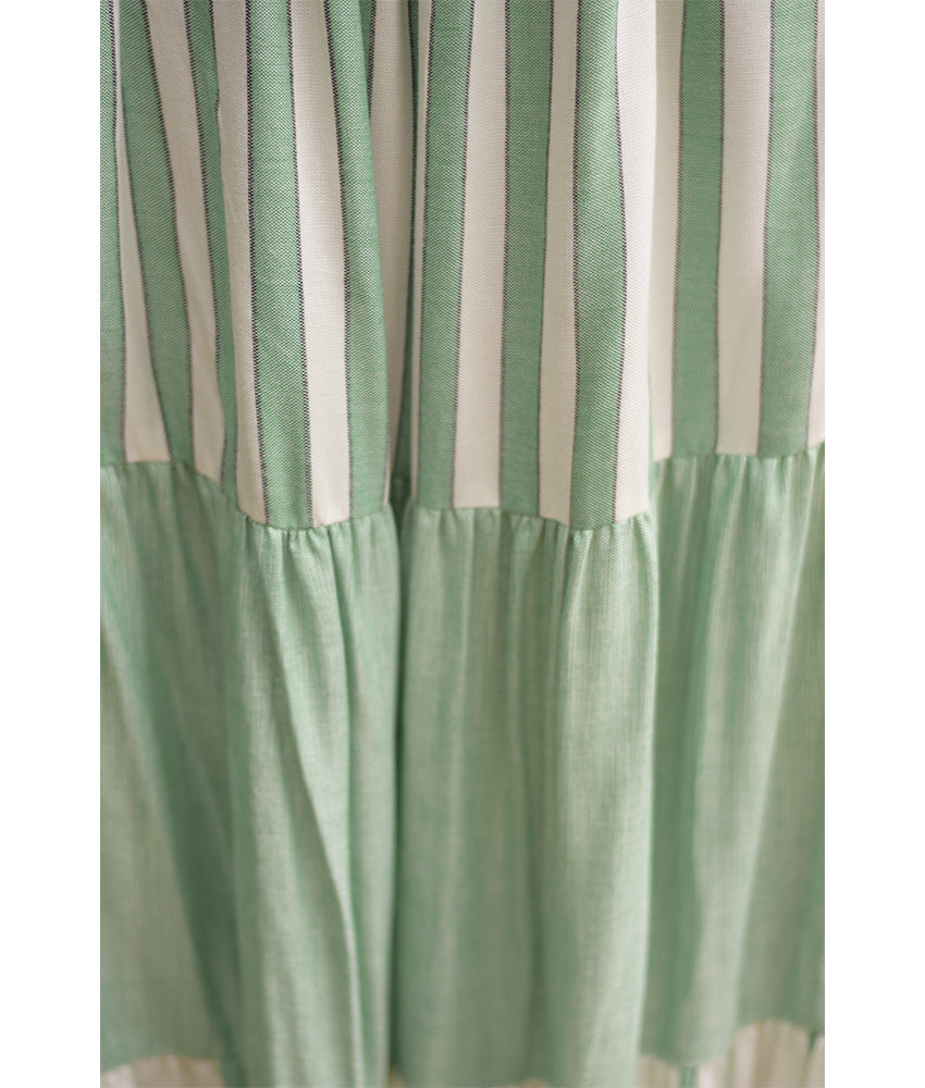 Mint & Off White Handwoven Ruffle Skirt