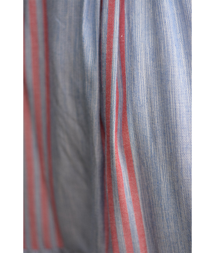 Light Grey & Pink Handwoven Short Ruffle Skirt handmade in Egypt & available at Jozee Boutique.