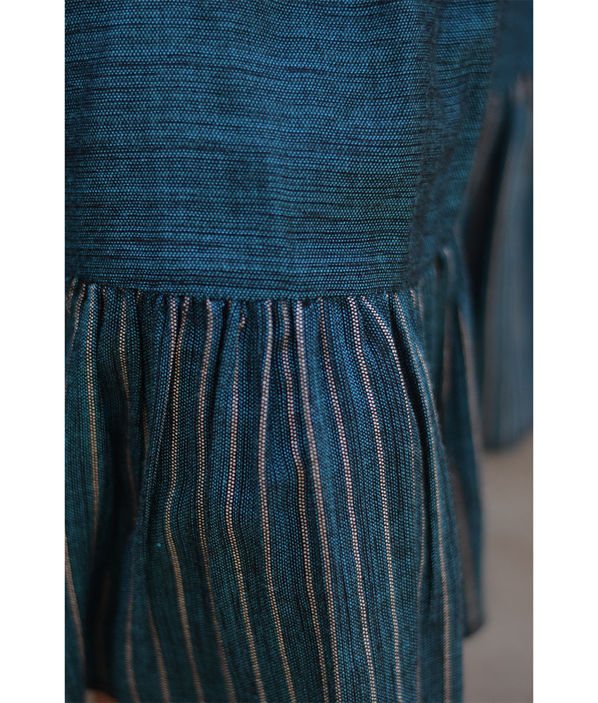 Dark Teal Handwoven Short Ruffle Skirt handmade in Egypt & available at Jozee Boutique.