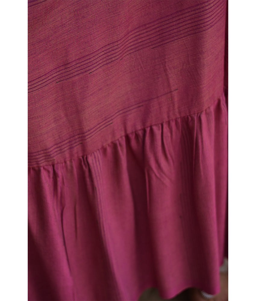 Dark rose Handwoven Ruffle Kaftan handmade in Egypt & available at Jozee boutique