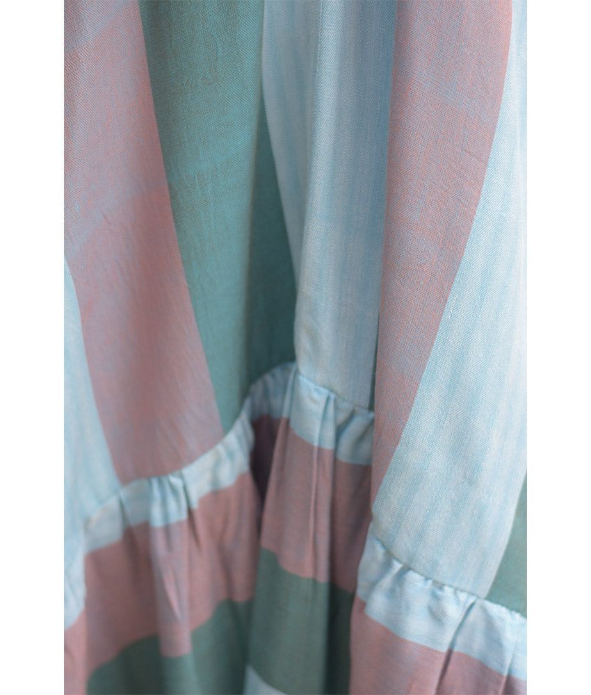 Multicolored Handwoven Ruffle Kaftan handmade in Egypt & available at Jozee boutique