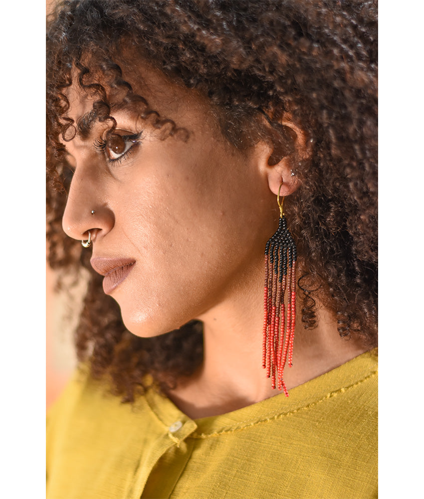 Multicolored Beaded Earrings handmade in Egypt & available in Jozee Boutique