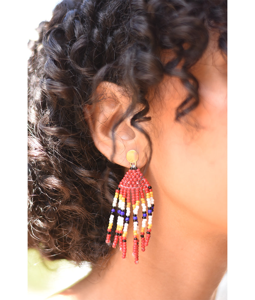 Multicolored Beaded Earrings handmade in Egypt & available in Jozee Boutique