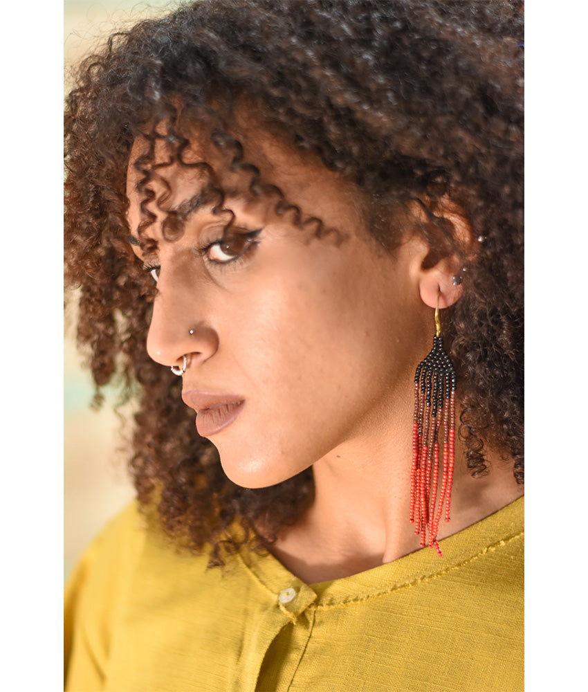 Multicolored Beaded Earrings handmade in Egypt & available in Jozee Boutique