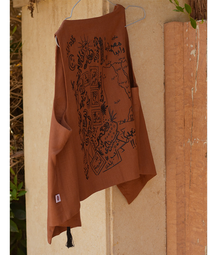 Cinnamon El Mahrousa Linen Wrap Vest