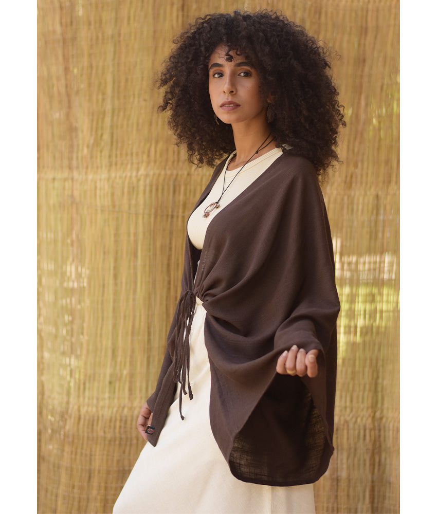 Dark Brown Linen Bolero