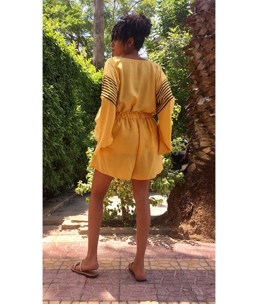 Yellow Adjustable Viscose Shorts handmade in Egypt & available in Jozee boutique