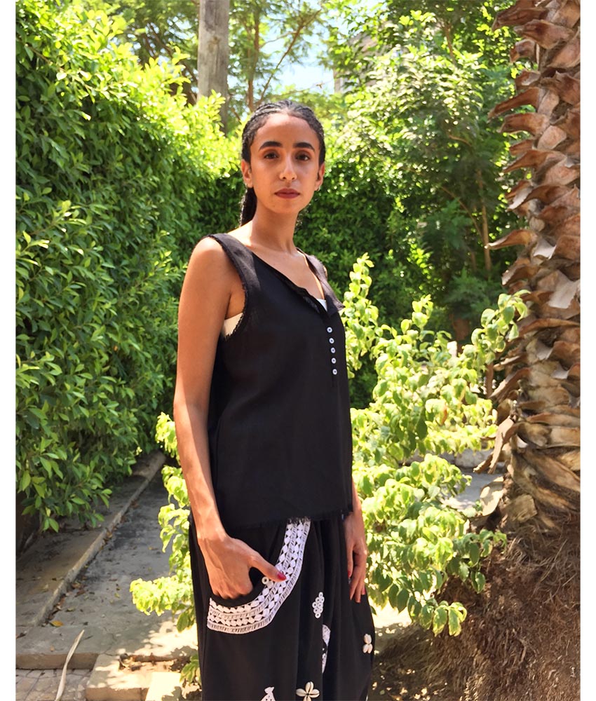 Black Linen Top handmade in Egypt & available in Jozee boutique