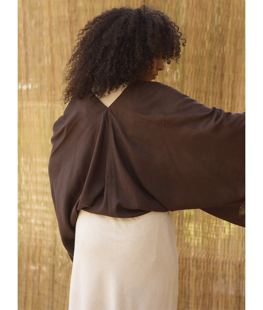 Dark Brown Linen Bolero