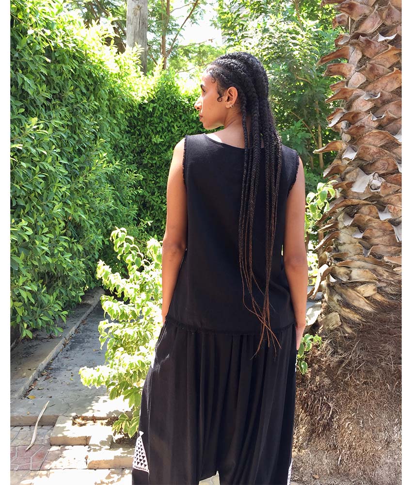 Black Linen Top handmade in Egypt & available in Jozee boutique