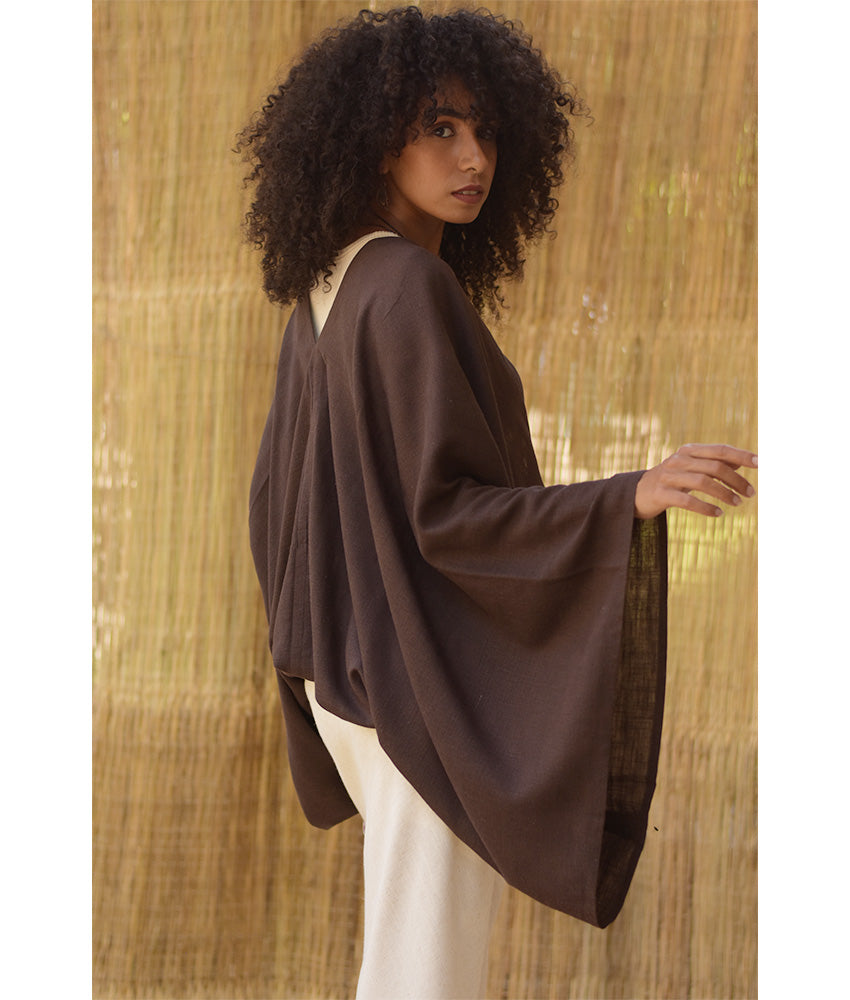 Dark Brown Linen Bolero