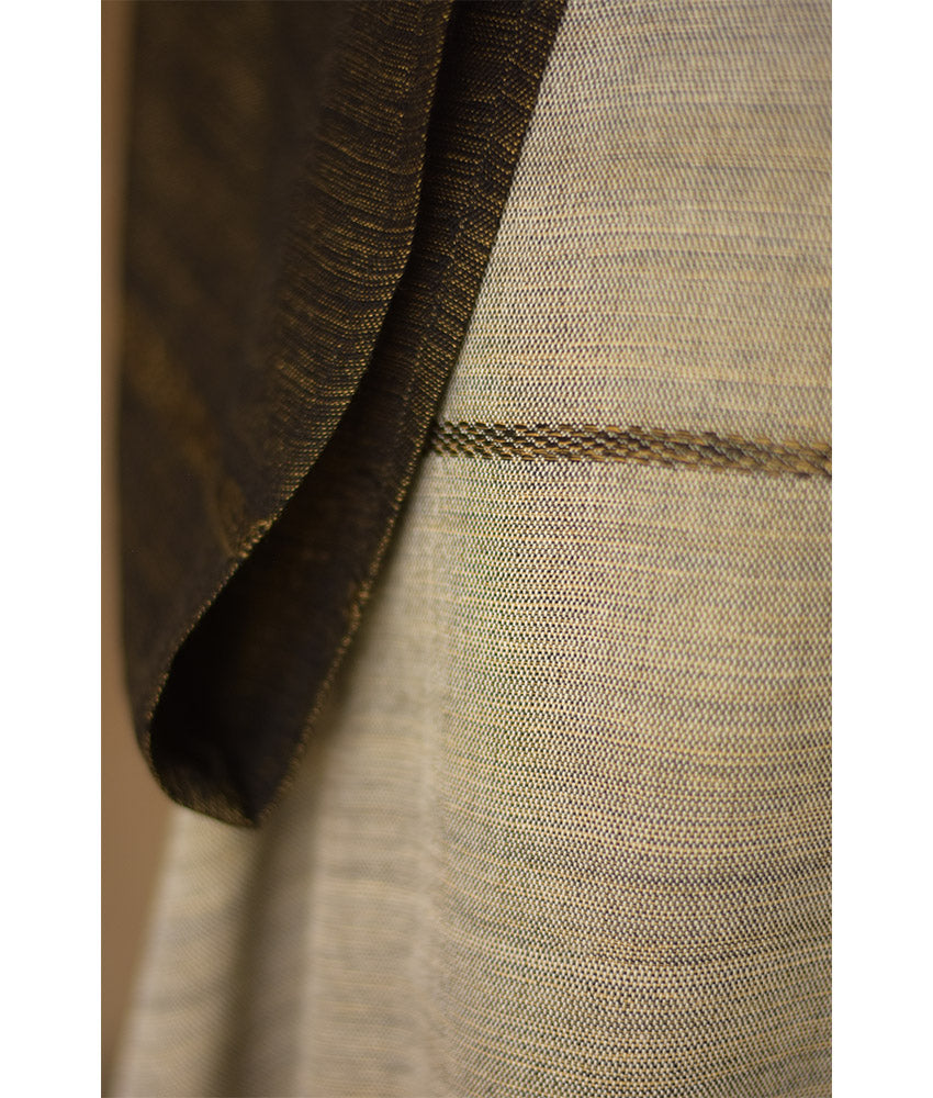 Beige & Army Green Viscose Midi Dress with Inspired Pattern handmade in Egypt & available at Jozee Boutique.