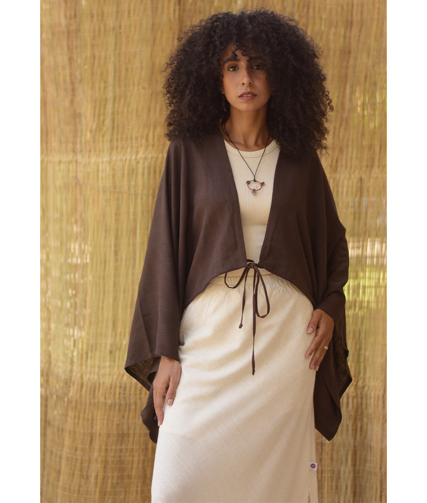 Dark Brown Linen Bolero