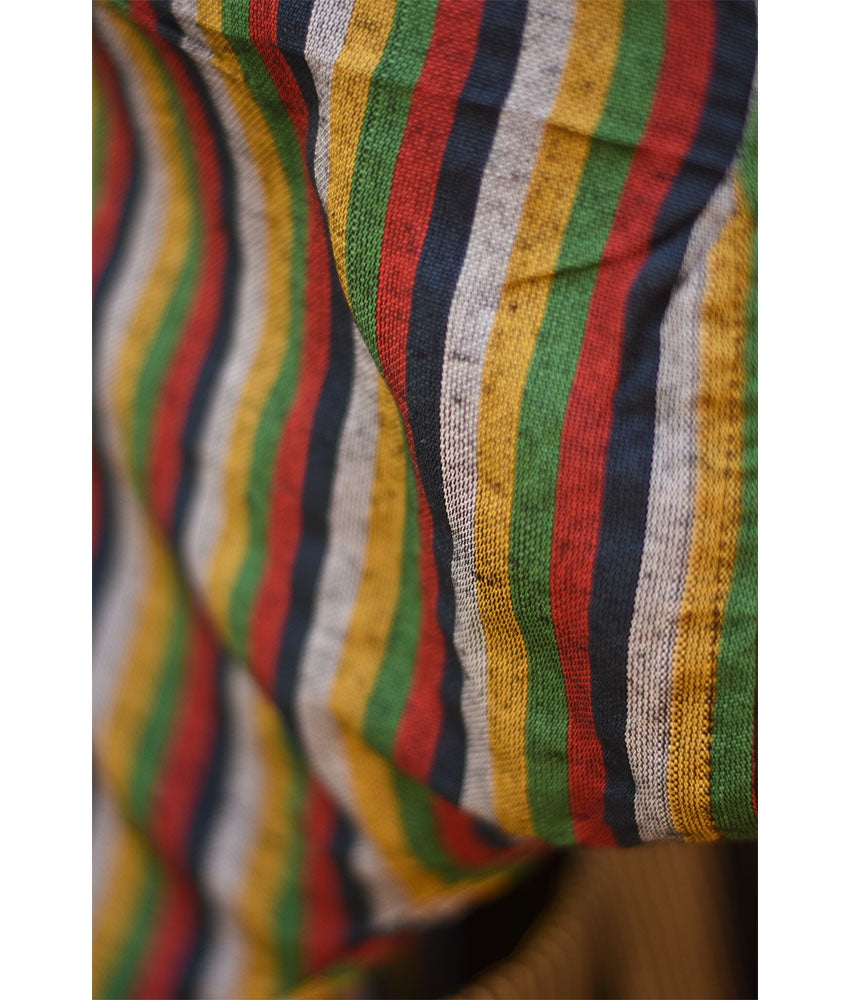 Striped Gold and Black & Multicolored Long Double-Faced Jacket handmade in Egypt & available at Jozee Boutique.