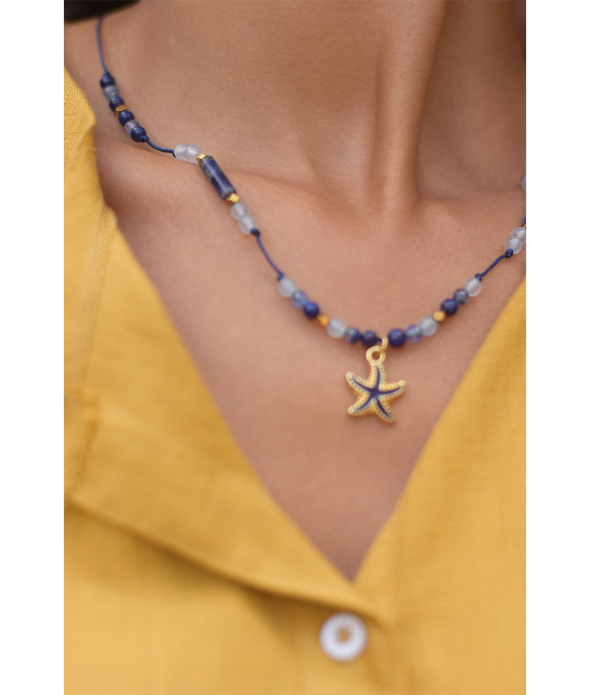 Multicolored Beaded Necklace handmade in Egypt & available at Jozee Boutique.