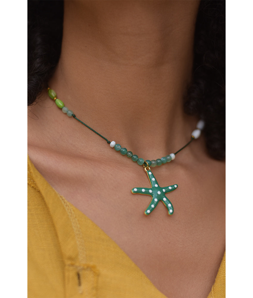 Turquoise Beaded Necklace handmade in Egypt & available at Jozee Boutique.