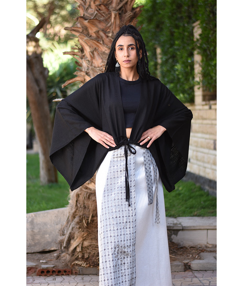 Black Linen Bolero made in Egypt & available at Jozee Boutique.