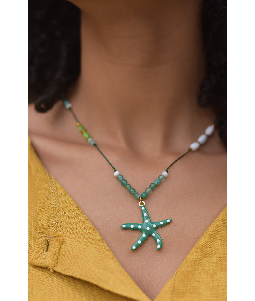 Turquoise Beaded Necklace handmade in Egypt & available at Jozee Boutique.