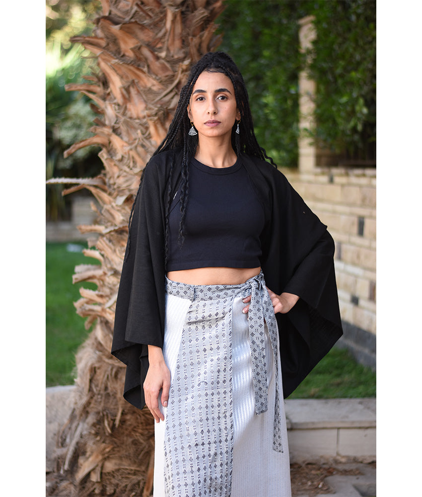 Black Linen Bolero made in Egypt & available at Jozee Boutique.