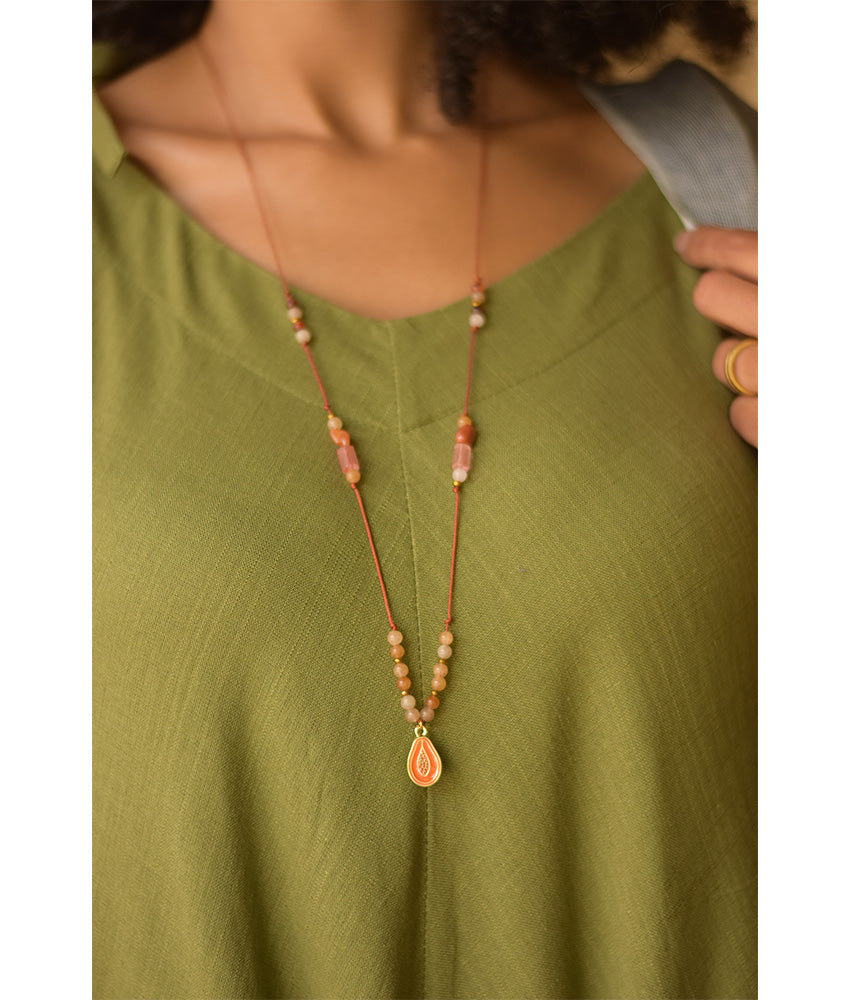 Orange Beaded Necklace handmade in Egypt & available at Jozee Boutique.