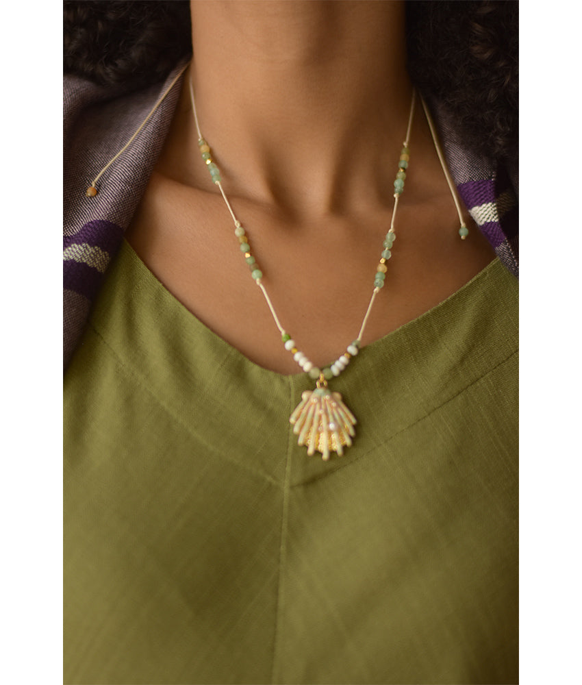 Gold Beaded Necklace handmade in Egypt & available at Jozee Boutique.
