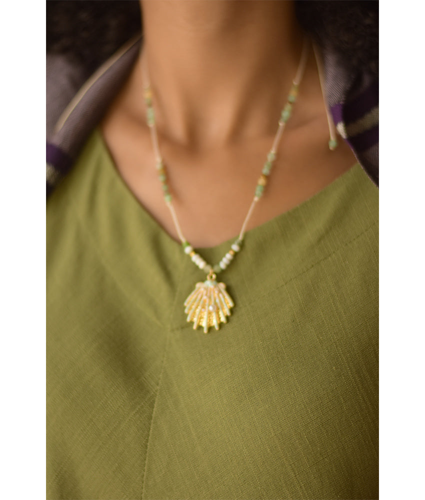 Gold Beaded Necklace handmade in Egypt & available at Jozee Boutique.