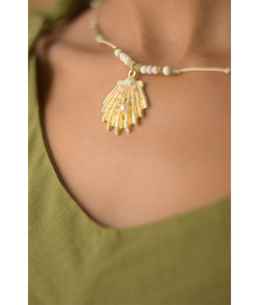 Gold Beaded Necklace handmade in Egypt & available at Jozee Boutique.