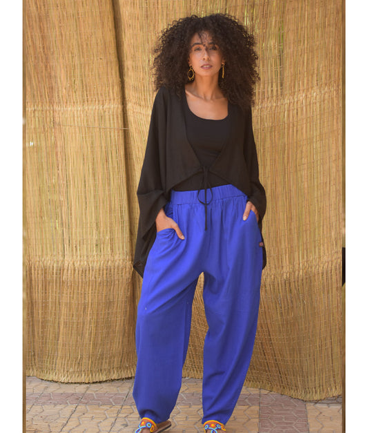 Electric Blue Wide Leg Linen Pants