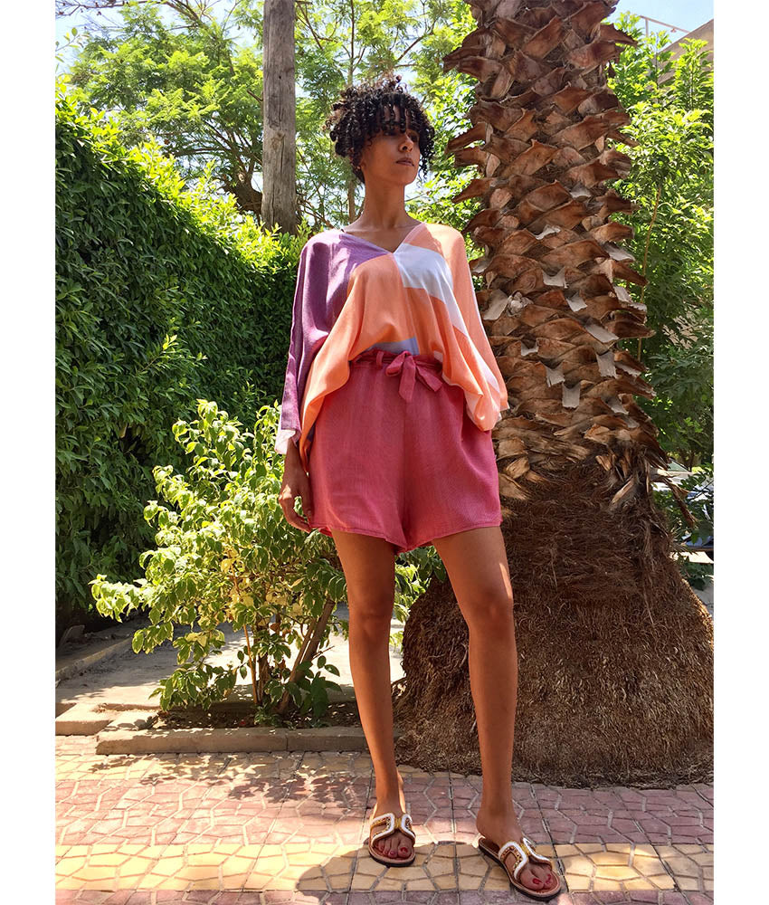 Dark Pink Adjustable Viscose Shorts handmade in Egypt & available in Jozee boutique
