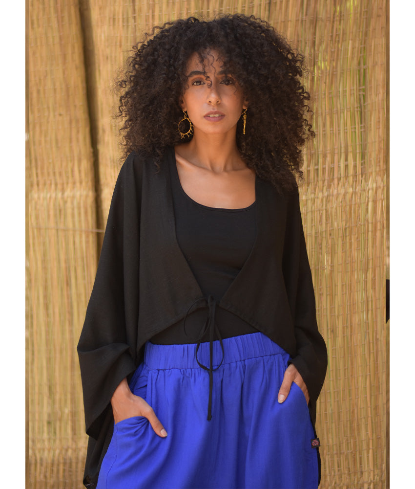 Black Linen Bolero