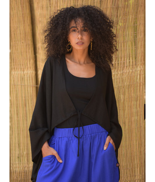 Black Linen Bolero