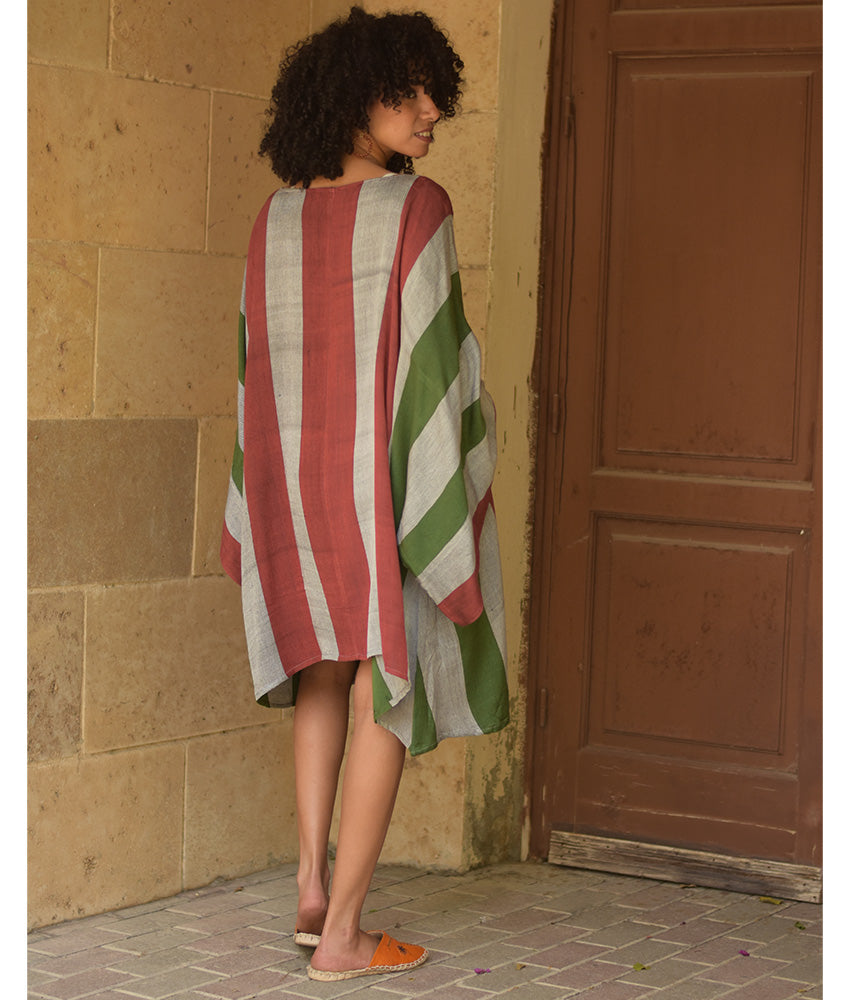Multicolored Viscose Midi Dress with Inspired Pattern handmade in Egypt & available at Jozee Boutique.