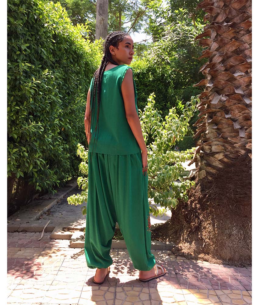 Green Linen Top handmade in Egypt & available in Jozee boutique
