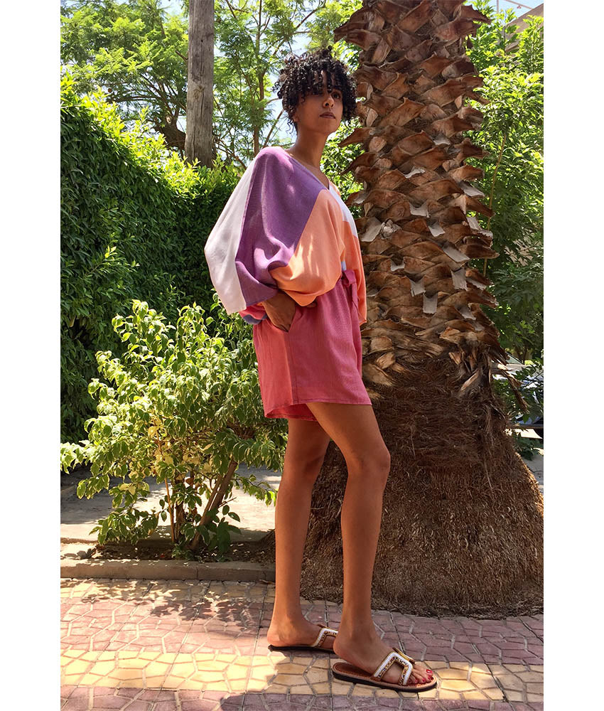 Dark Pink Adjustable Viscose Shorts handmade in Egypt & available in Jozee boutique