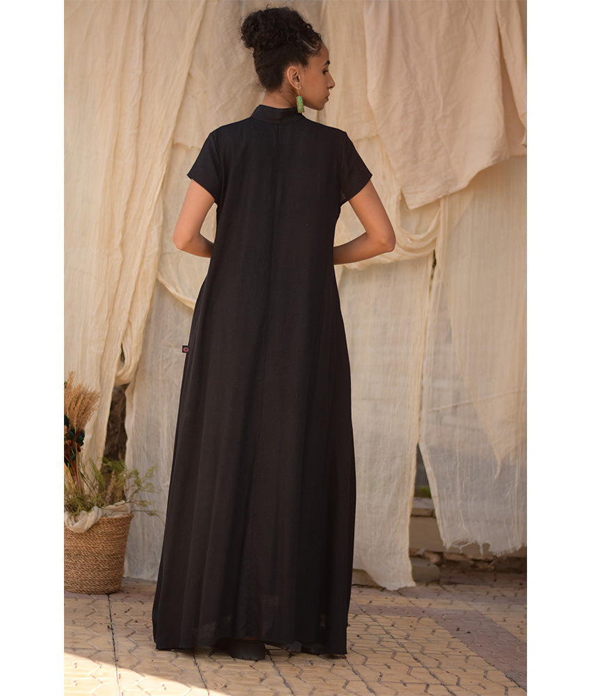 Black Linen Japanese Dress made in Egypt & available in Jozee boutique