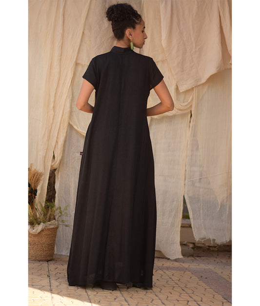 Black Linen Japanese Dress made in Egypt & available in Jozee boutique